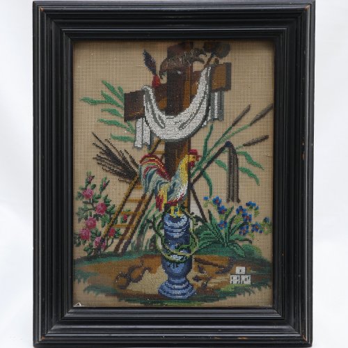 Beaded painting with Easter motif, 19th century