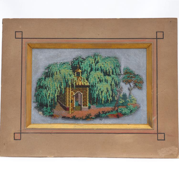 Hauptbild zu Objekt, Perlbild mit Kapelle, 19. Jh., 159D 968