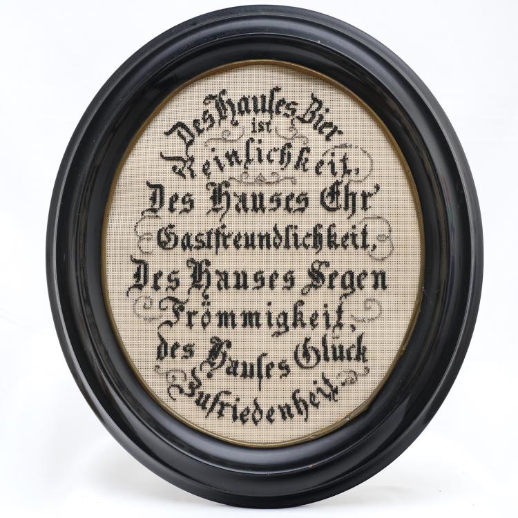 Hauptbild zu Objekt, Perlbild mit Sinnspruch, 2. H&auml;lfte 19. Jh., 157F 1456
