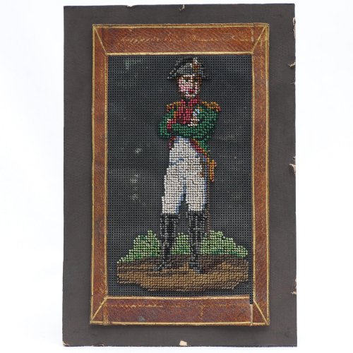 Beaded painting with a soldier, 2nd half of the 19th century