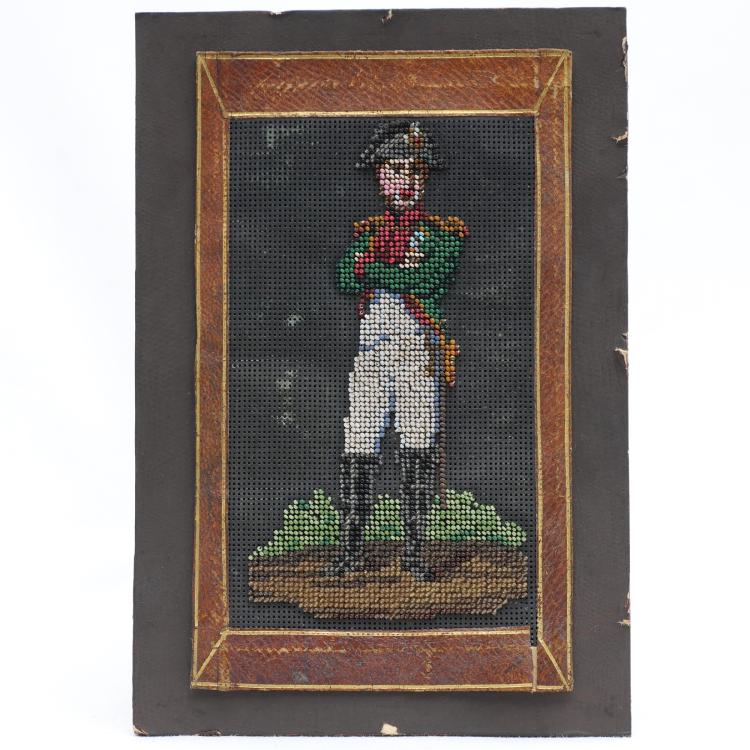 Hauptbild zu Objekt, Beaded painting with a soldier, 2nd half of the 19th century, 159D 971