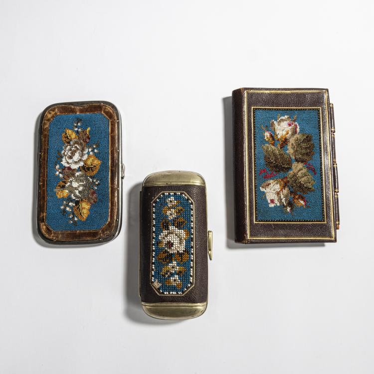 Hauptbild zu Objekt, Zwei Biedermeier-Etuis und ein Notizbuch, 1. H&auml;lfte 19 Jh., 157F 1468