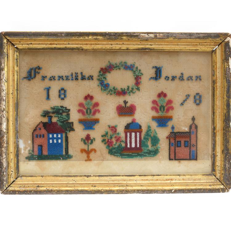 Hauptbild zu Objekt, Bead picture with embroidery exercises, 1828, 159D 959