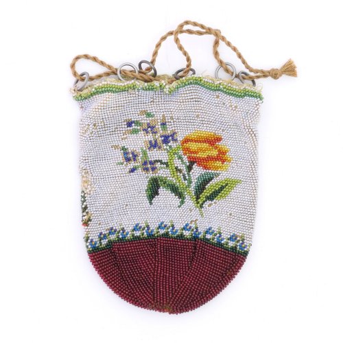 Tobacco pouch with peacock and flowers, 1st half of the 19th century