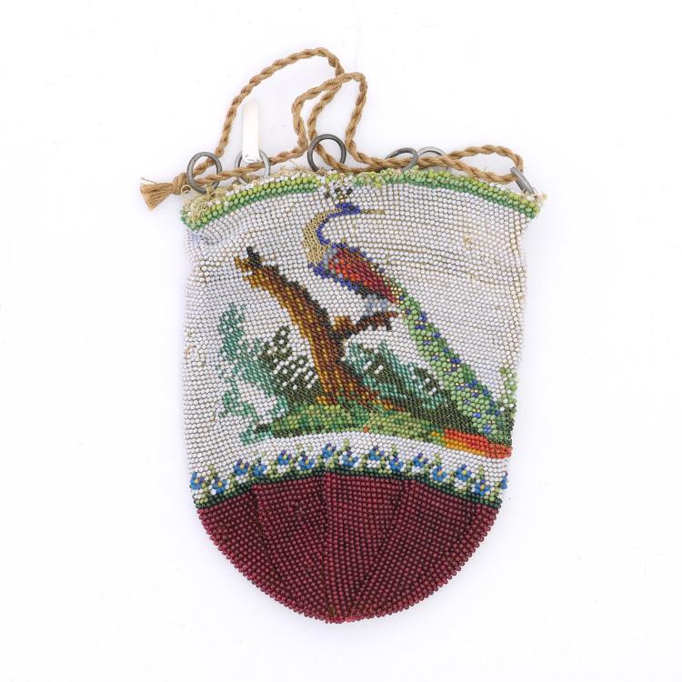 Bild 1 zu Objekt, Tabaksbeutel mit Pfau und Blumen, 1. H&auml;lfte 19. Jh., 159D 746