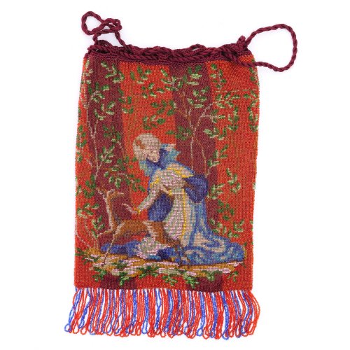 Perlbeutel mit Märchenmotiv, um 1900