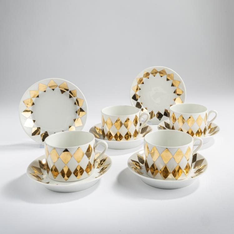 Hauptbild zu Objekt, Four cups and saucers, 1960s, Piero Fornasetti, Fornasetti, 155A 217
