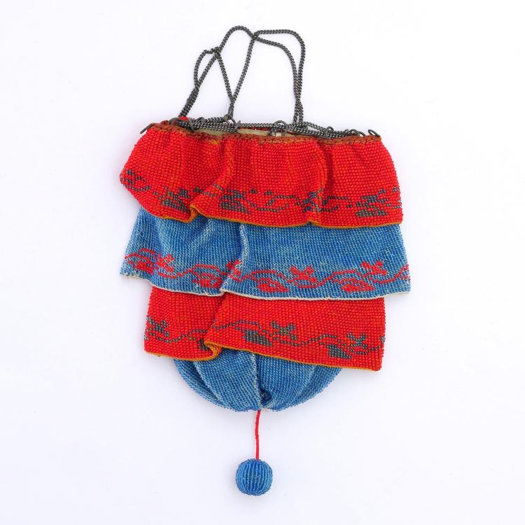 Hauptbild zu Objekt, Pouch with strips, 2nd half of the 19th century, 159D 773