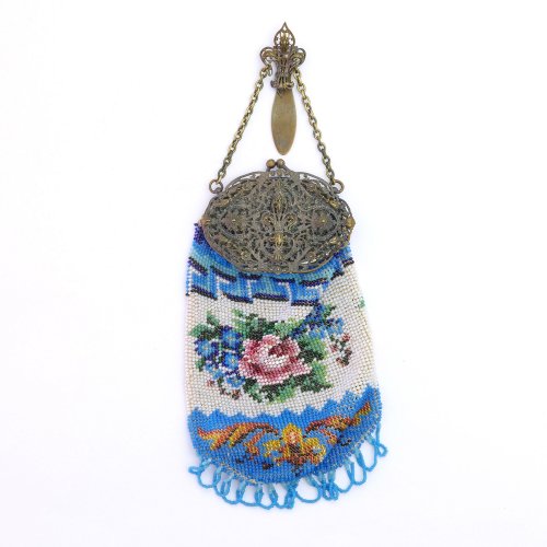 Pouch with rose and forget-me-not, 2nd half of the 19th century