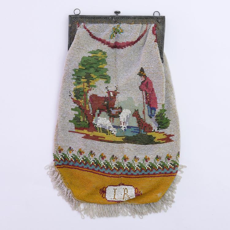 Hauptbild zu Objekt, Bag with shepherd scene, 2nd half of the 19th century, 159D 772