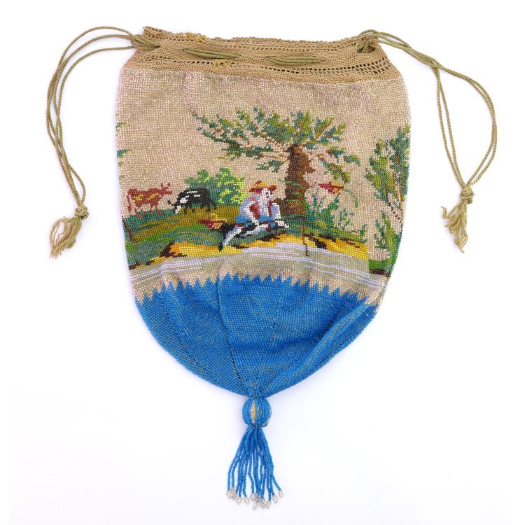 Hauptbild zu Objekt, Pouch with angler, 2nd half of the 19th century, 159D 792