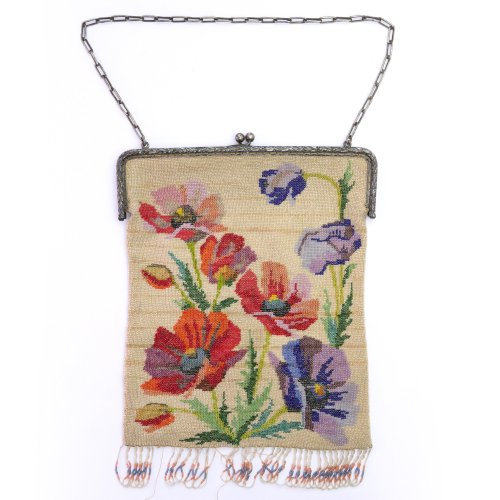 Bügeltasche mit Mohnblumen, um 1900