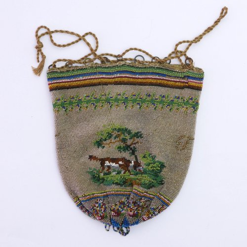 Tobacco pouch with a dog and hunting symbols, 2nd half of the 19th century.