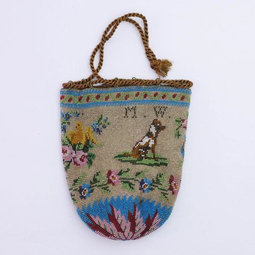 'MW' tobacco pouch with flowers and animal motifs, 2nd half of the 19th century.