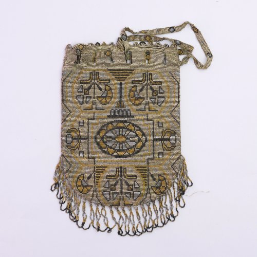 Steel bead pouch with an oriental pattern, c. 1910