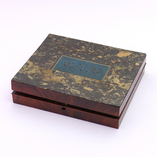 Wooden box for card games, 19th century