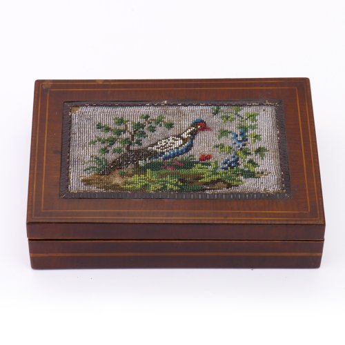 Wooden box with a pheasant, 19th century