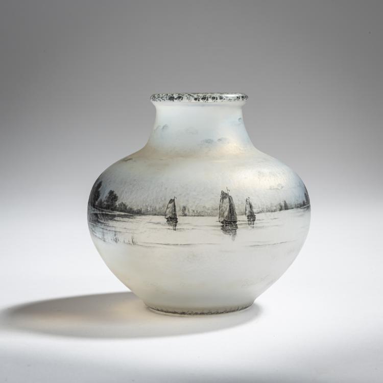 Hauptbild zu Objekt, Vase 'Paysage Delft', 1899, Antonin Daum, Daum Fr&egrave;res, Nancy, 156B 104