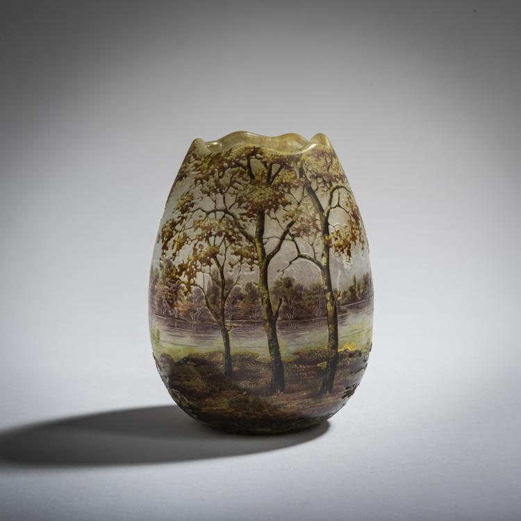 Hauptbild zu Objekt, 'Paysage en automne' vase, 1905-10, Antonin Daum, Daum Fr&egrave;res, Nancy, 156B 119