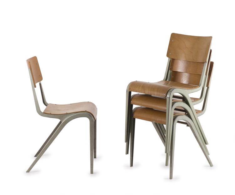 Hauptbild zu Objekt, Four stacking chairs, 1948, James Leonard, ESA Esavian, Grossbritannien, 155B 433