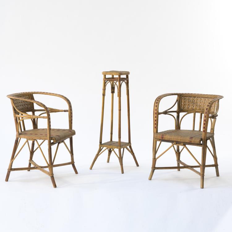 Bild 2 zu Objekt, Bench, 2 armchairs, table, flower stand, 1940s, Italien, 157B 249