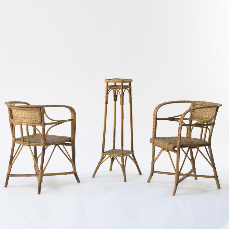 Bild 3 zu Objekt, Bench, 2 armchairs, table, flower stand, 1940s, Italien, 157B 249