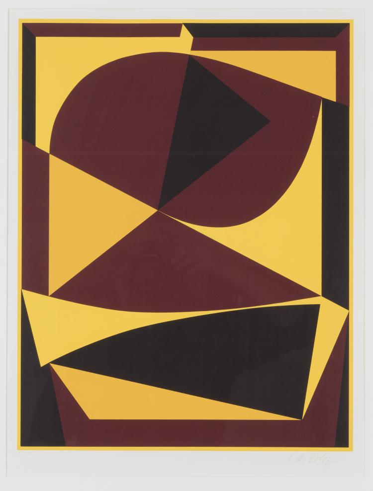 Hauptbild zu Objekt, Untitled (abstract composition, brown, yellow and black), 1980s, Victor Vasarely, 157C 766