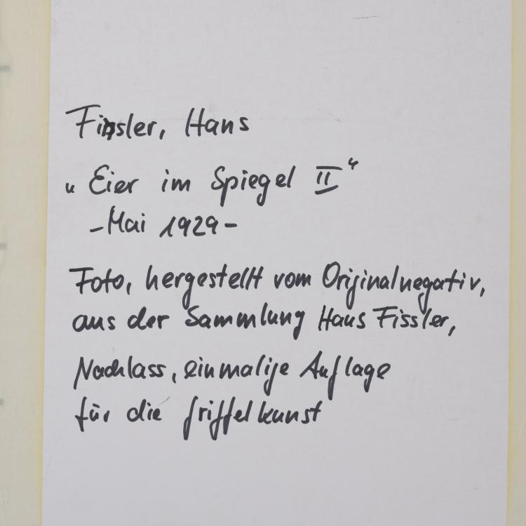 Bild 1 zu Objekt, Fotografie 'Eier im Spiegel II', 1929, Hans Finsler, Griffelkunst, Hamburg, 157A 56