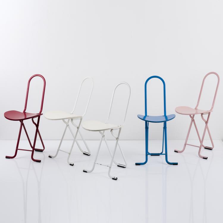 Hauptbild zu Objekt, F&uuml;nf Klappst&uuml;hle 'Dafne', 1979, Gastone Rinaldi, Thema, Limena, 157B 525