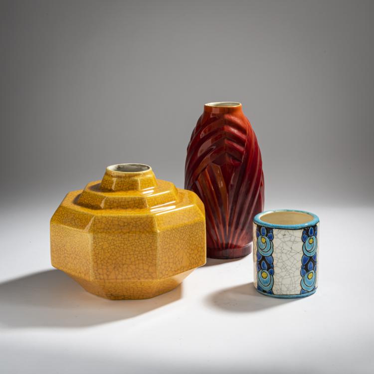 Hauptbild zu Objekt, Drei Vasen, um 1925, Boch Fr&egrave;res, La Louvi&egrave;re, 156C 587