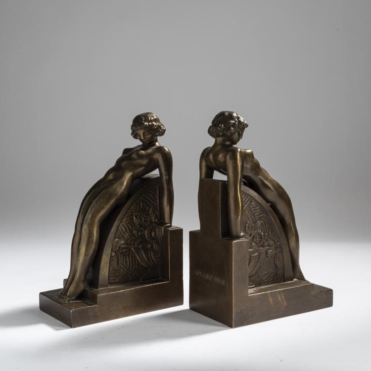 Bild 1 zu Objekt, Two bookends, c. 1930, Francois-Victor Bazin, Buisson, Albert, &Eacute;tablissements, 156C 543