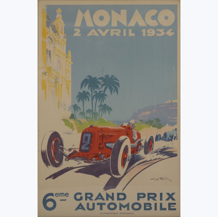 Hauptbild zu Objekt, Poster '6eme Grand Prix Automobile Monaco', 1934, Georges Hamel, Mon&eacute;gasque, Montecarlo, 156C 654
