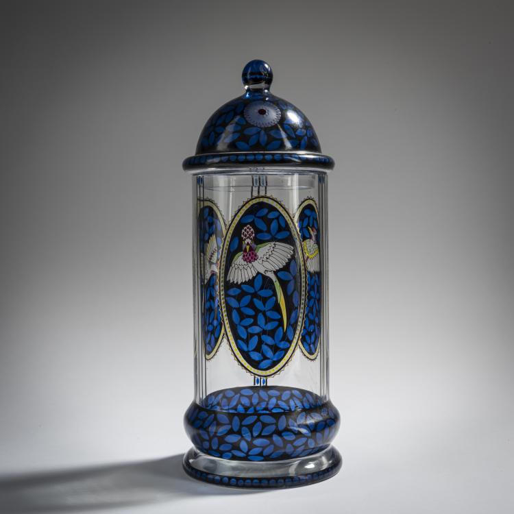 Hauptbild zu Objekt, Deckelvase, um 1916-18, Karl Pohl (zugeschrieben), Haida, Glasfachschule, 156B 304
