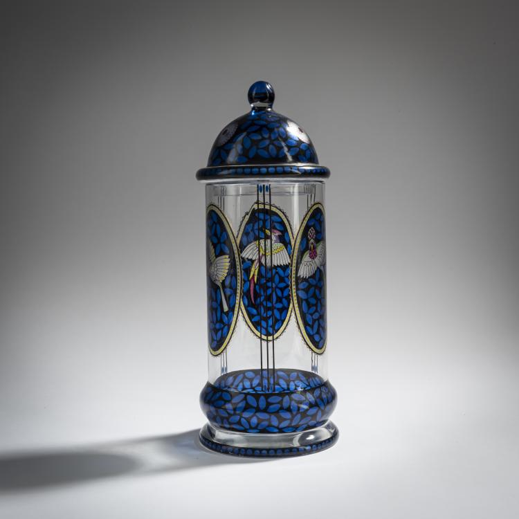 Bild 1 zu Objekt, Deckelvase, um 1916-18, Karl Pohl (zugeschrieben), Haida, Glasfachschule, 156B 304