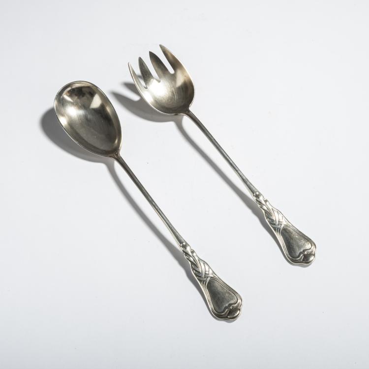 Hauptbild zu Objekt, Salatbesteck 'Herbstzeitlose', 1902, Heinrich Vogeler, Wilkens & S&ouml;hne, Bremen, 156C 457