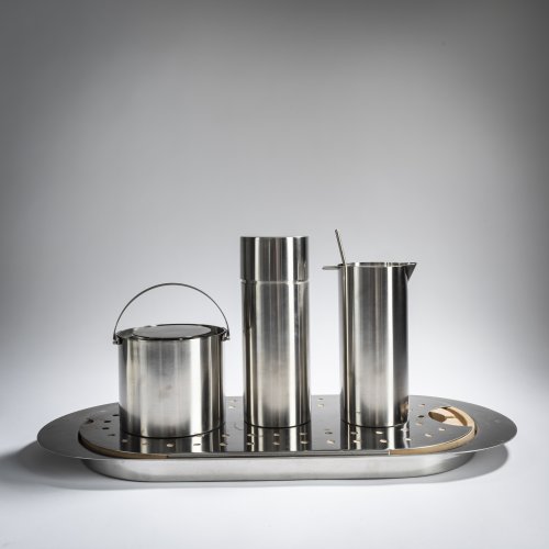 'Cylinda Line' ice bucket, 2 mixers with spoon and tray, 1967
