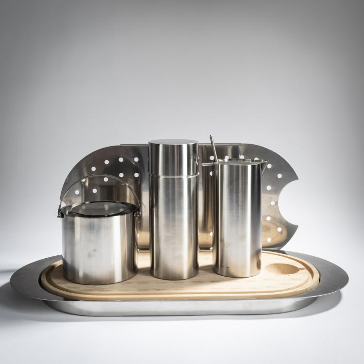 Bild 3 zu Objekt, 'Cylinda Line' ice bucket, 2 mixers with spoon and tray, 1967, Arne Jacobsen, Stelton, Gentofte, 157B 376