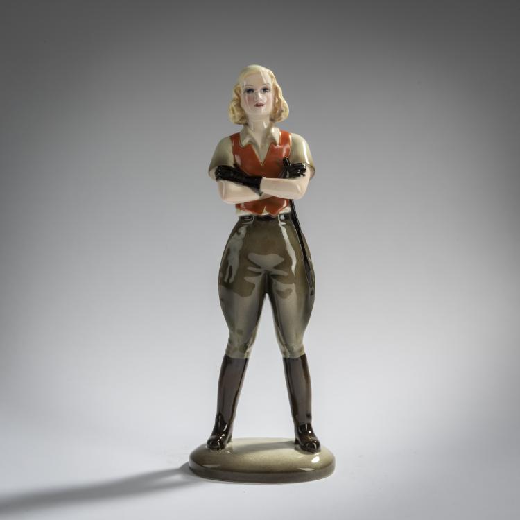 Hauptbild zu Objekt, Young woman in riding dress, c. 1930, Stephan Dakon, Keramos, Wiener Kunst-Keramik und Porzellanmanufaktur, 156D 836