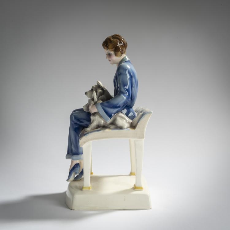 Bild 3 zu Objekt, 'Seated Lady with Two Dogs', c. 1930, Josef Lorenzl, Goldscheider, Friedrich, Wien, 156D 824