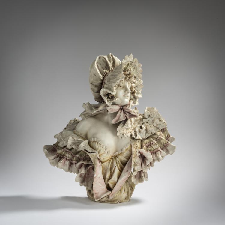 Hauptbild zu Objekt, Female bust, c. 1899, Eduard Stellmacher, Amphora-Werke Riessner, Stellmacher & Kessel, Turn-Teplitz, 156D 795