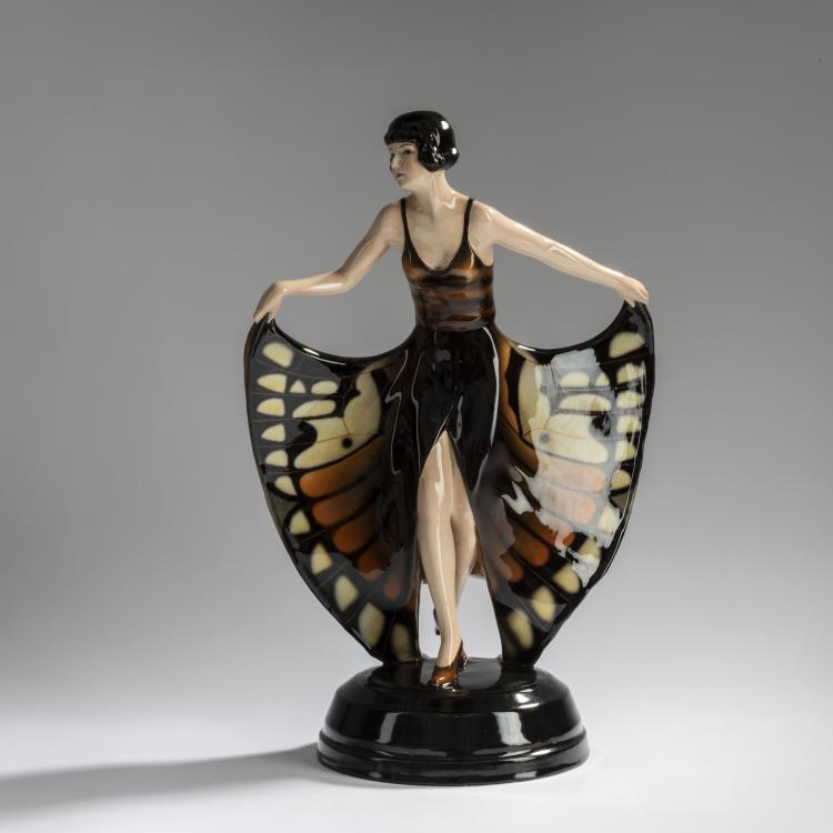 Bild 1 zu Objekt, 'Standing dancer in a butterfly dress', c. 1928, Josef Lorenzl, Goldscheider, Friedrich, Wien, 156D 820