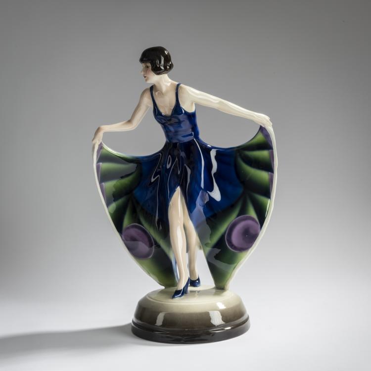 Bild 1 zu Objekt, 'Standing dancer in a butterfly dress', c. 1928, Josef Lorenzl, Goldscheider, Friedrich, Wien, 156D 821