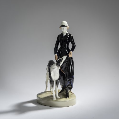 'Standing lady in a hunting outfit with borzoi', 1913/14