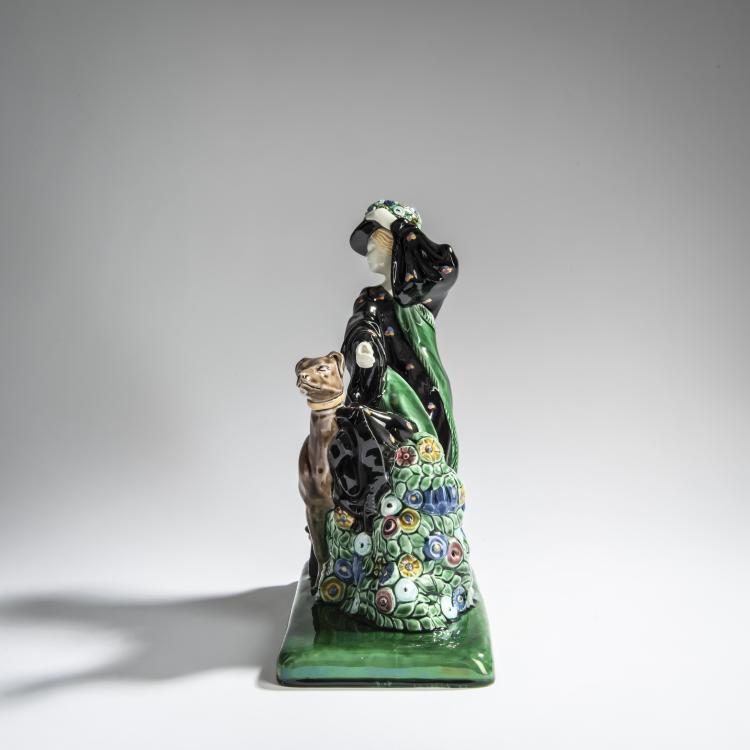 Bild 4 zu Objekt, Dame mit Hund, um 1909/10, Emilie Schleiss-Simandl (zugeschrieben), Gmundner Keramik, 156D 798
