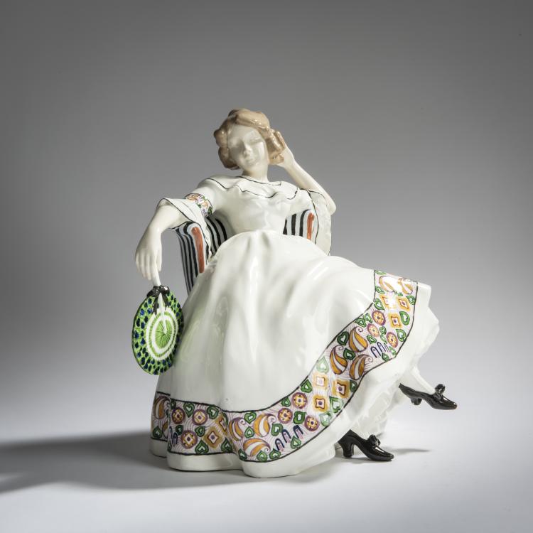 Hauptbild zu Objekt, Sitting woman with a fan, c. 1913, J&aacute;nos Petrides, Goldscheider, Friedrich, Wien, 156D 806