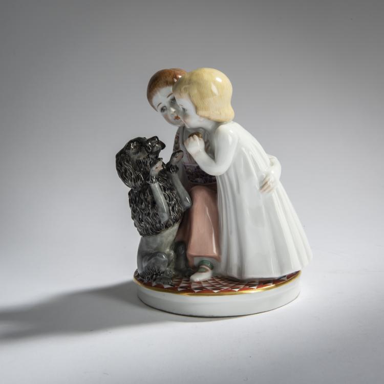 Bild 2 zu Objekt, 'Zwei Kinder mit Hund', 1912/13, Max Bochmann, Meissen, 156D 734