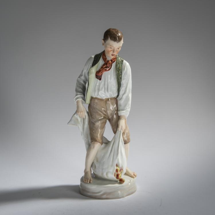 Hauptbild zu Objekt, 'Knabe mit Apfelsack', 1904, Karl Theodor Eichler, Meissen, 156D 731