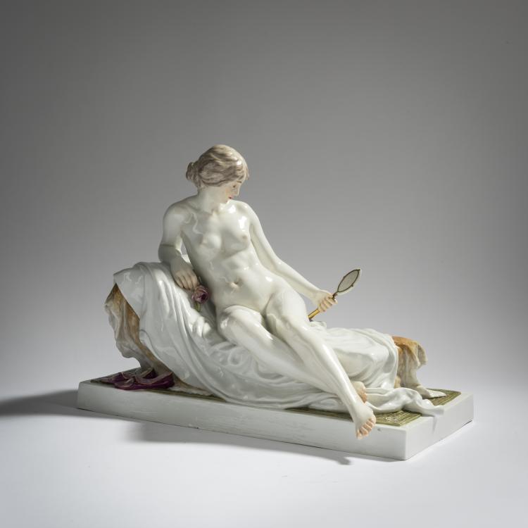 Bild 1 zu Objekt, 'Ruhende mit Spiegel', 1903, Robert Ockelmann, Meissen, 156D 728