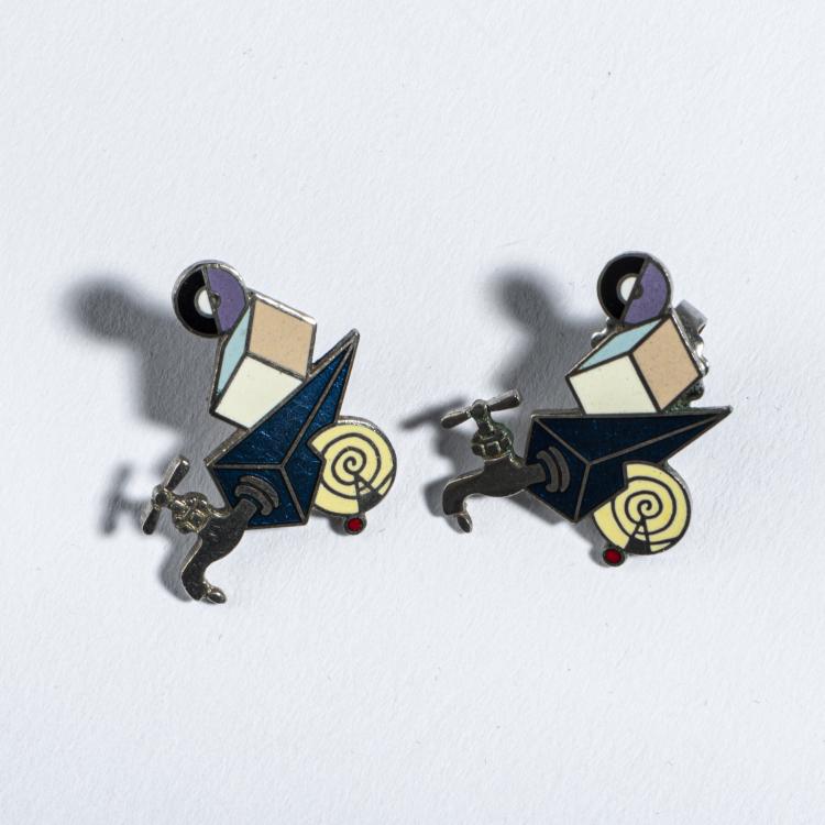 Bild 2 zu Objekt, Vier paar Ohrringe und eine Brosche, 1980er Jahre, Aldo Cibic,Maria Sanchez,Peter Shire,Ettore Sottsass, ACME, Los Angeles, 157D 969