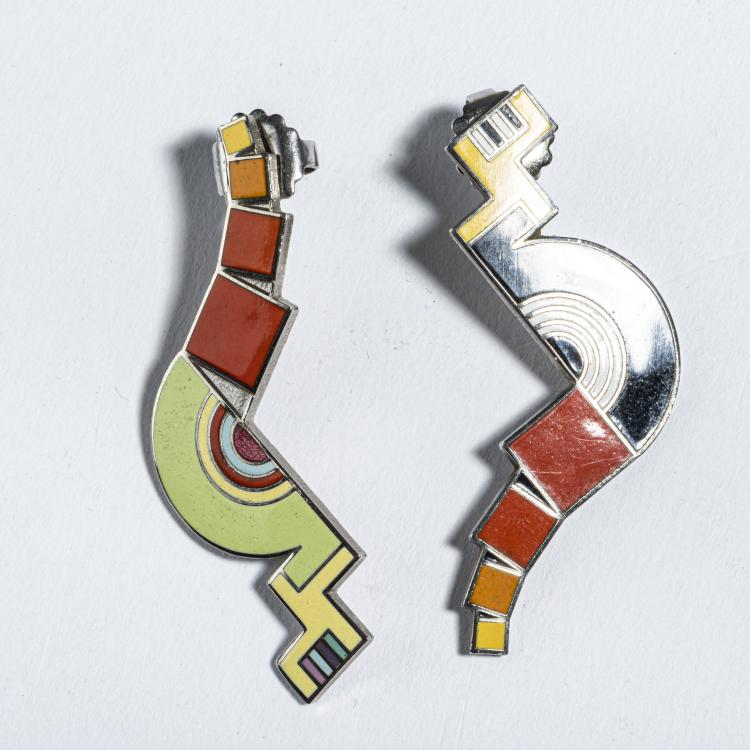 Bild 3 zu Objekt, Vier paar Ohrringe und eine Brosche, 1980er Jahre, Aldo Cibic,Maria Sanchez,Peter Shire,Ettore Sottsass, ACME, Los Angeles, 157D 969